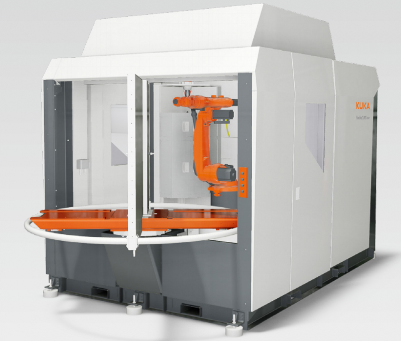 KUKA flexibleCUBE laser 激光焊机器人工作单元示意图