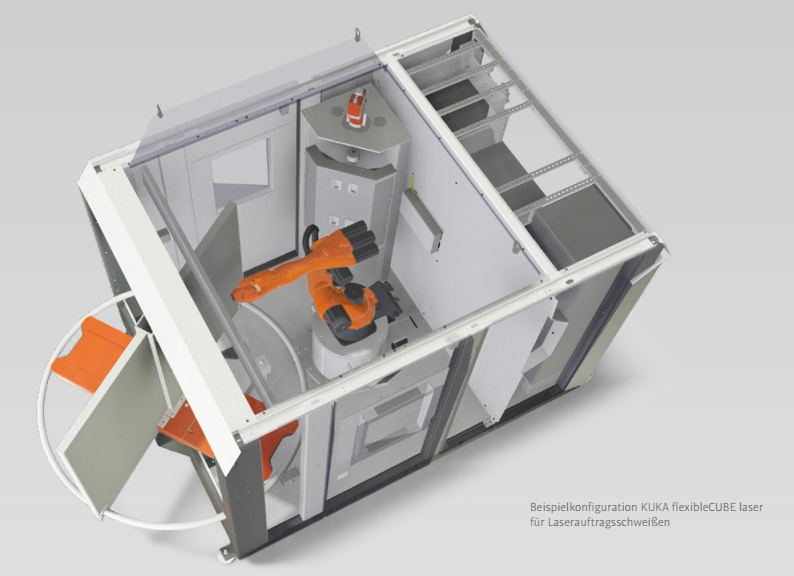 KUKA flexibleCUBE laser 激光焊机器人工作单元工作示意图