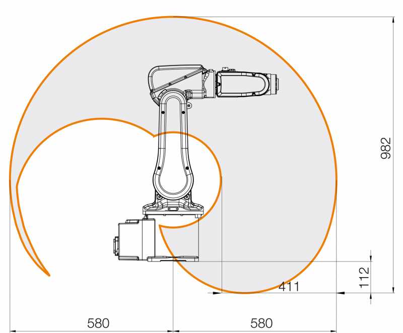 ABB IRB 120 机器人工作范围图1