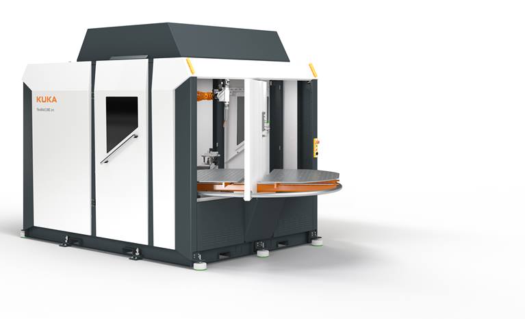 配有旋转定位装置 DP-250 M 的 KUKA flexibleCUBE arc C-DP 05产品图