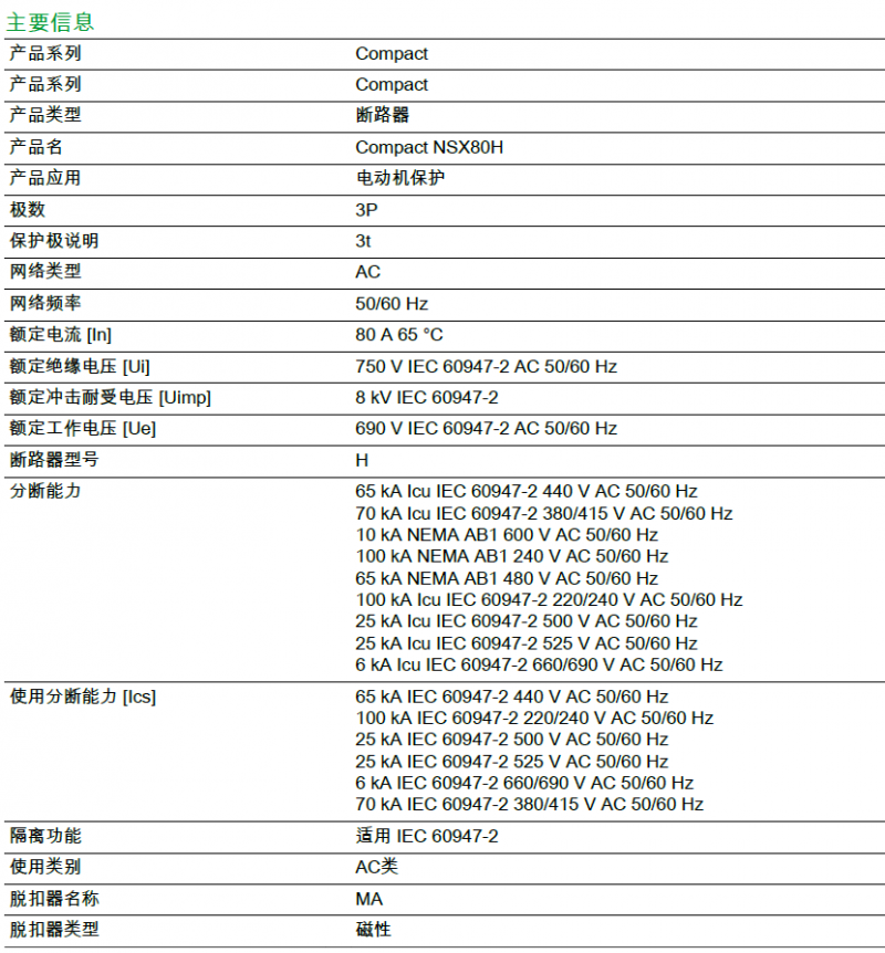 Compact NSX80H MA25 - 3P 3D参数说明表-1