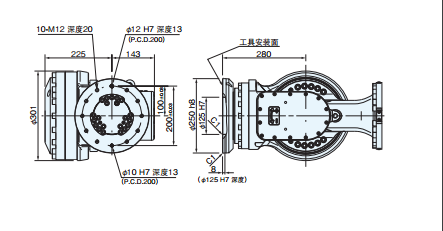 外形尺寸及动作范围 外形尺寸及动作范围