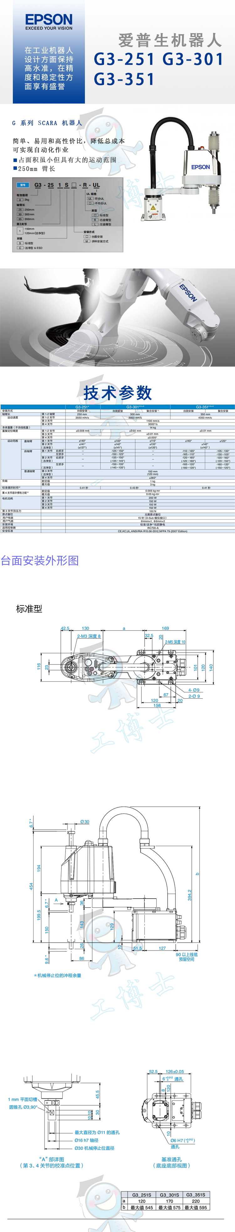 爱普生G3系列SCARA机器人 G3-251